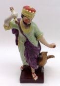 A 19th Century Staffordshire Figure of Jupiter, decorated in colours on a square plinth base, (