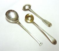 A Mixed Lot comprising: two George III Condiment Spoons and a further modern Birmingham hallmarked