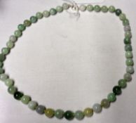 A good quality Jadeite Bead Necklace of mixed colour, 42cm long, 8mm diameter beads