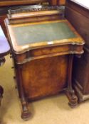 A Victorian Burr Walnut Veneered Davenport Desk, the top with galleried back and small flip top