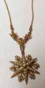 An attractive late 19th/early 20th Century 9ct Gold Star-Shaped Brooch/Pendant with crescent-