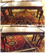 A pair of Mahogany Serving Tables, of rectangular form with moulded edges over plain friezes with