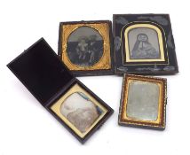 A Mixed Lot of two Ambrotype Portraits depicting a seated lady wearing a cape; further Portrait of