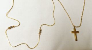 A hallmarked 9ct Gold Snake Link Necklet, with bead mounts; together with a hallmarked 9ct Gold