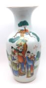 A 20th Century Chinese Large Baluster Vase, painted in famille verte, underglaze blue and iron red