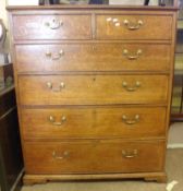 A 19th Century Oak Chest with moulded edge over two short and four full width graduated drawers on