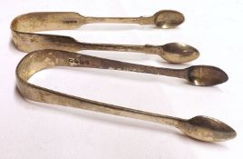 A Mixed Lot: two pairs of Sugar Nips, Fiddle and Old English patterns, London hallmarks, various