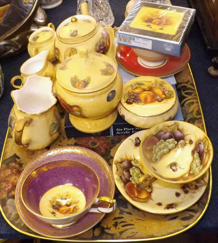 A Tray of Aynsley China Wares to include Orchard Gold Bachelors Tea Service with Tray, two small