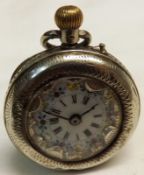 A late 19th Century Swiss open faced keyless Fob Watch, the three-quarter plate movement with