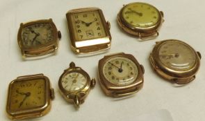 A Mixed Lot comprising:  A Gents 2nd quarter of the 20th Century 9ct Gold Cased Wristwatch, un-named