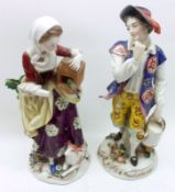 A pair of 19th Century Figures, modelled as a young woman with attendant lamb; together with a