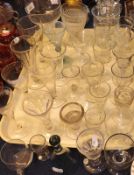 A Tray of various assorted 19th Century and later Drinking Glasses, to include small Cut Glass