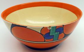 A Clarice Cliff circular Bowl, the outer rim decorated with the “Picasso Flower” pattern, with plain