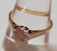 A high grade precious metal Solitaire Diamond Ring, brilliant cut, approximately .6ct