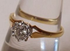 A hallmarked 18ct Gold Solitaire Brilliant Cut Diamond Ring, approximately .2ct