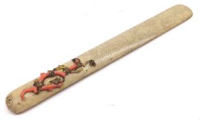 A late 19th/early 20th Century Shagreen Page Turner, the handle applied with coral and ormolu