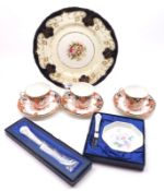 A Mixed Lot comprising: three Royal Crown Derby Tea Cups and Saucers, Pattern No 2712; together with
