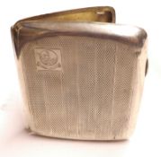 A George V Cigarette Case with engine-turned detail, approx 2 oz,(dented, worn condition overall),