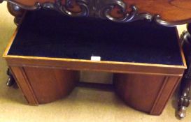 An Art Deco styled Oak Coffee Table, with blue mirrored inset top, 30” wide