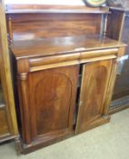 A Victorian Mahogany Chiffonier with single shelf to back, two half-length drawers, pillared side