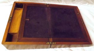 A Victorian Mahogany Writing Box with vacant brass nameplate, plain escutcheon and fitted