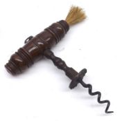 A 19th Century Corkscrew with turned wooden handle and iron stem