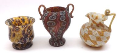 A Mixed Lot comprising: a double-handled Jug with Millefiori type decoration, a further single-