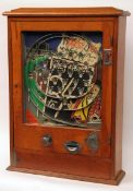 A good 20th Century Oak Case “Honest Joe” Nevanock Slot Machine, 25” wide, 34 ¾” high