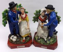 A pair of 19th Century Staffordshire Bocage Back Figure Groups, modelled as young couples, titled “