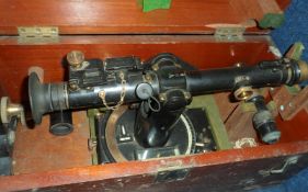 A mid-19th Century Mahogany cased Surveyors Level Director, No 5 Mark 1, the black painted and
