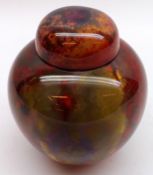 A Royal Doulton Flambé small Ginger Jar, decorated with marbled design, marked FM to base, 5” high