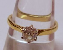 A hallmarked 18ct Gold Solitaire Old Cut Diamond Ring, of approximately .55 ct