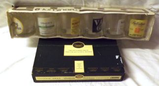 Box containing six Classic Malt Whisky Miniatures and set of named Spirit Glasses