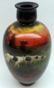 A Doulton Burslem Holbein Ware narrow necked Baluster Vase, decorated with pointer dogs at sunset,
