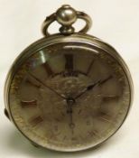 A late 19th Century Continental Silver cased open faced Watch, Henry Touchon, N17824, the frosted