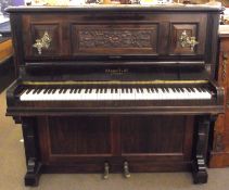 A Chappell & Co Rosewood Cased Overstrung Upright Piano, the front applied with swivelling brass