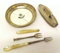 A Mixed Lot comprising: two Pickle Forks with mother-of-pearl handles (one A/F); a small Circular