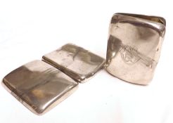 A Mixed Lot: two early 20th Century Hinged Cigarette Cases of typical form, one with damage to