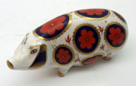 A Royal Crown Derby Paperweight modelled as a pig, 5” long