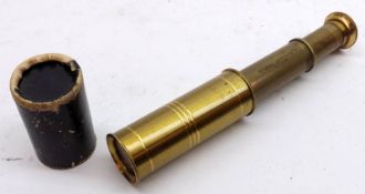 A small 20th Century Lacquered Brass Two Draw Pocket Telescope, 3” long