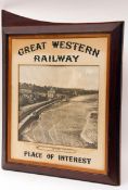 A Vintage Great Western Railway Advertising Placard in a hardwood frame, inscribed “Great Western