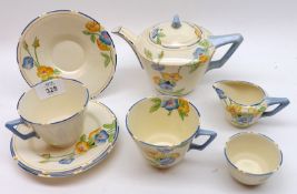 A Crown Ducal Rosemary pattern part Tea Service, Reg No 780960/780965, comprising small Teapot,