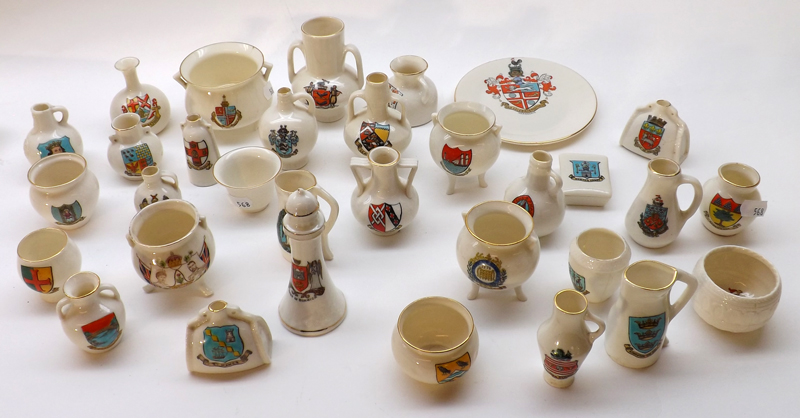 A Mixed Lot of approximately thirty pieces of Crested China Wares, to include various W H Goss and