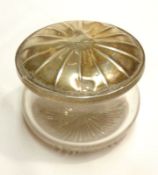 An Edward VII Dressing Table Jar with lift-off lid and clear glass body with star-cut base,