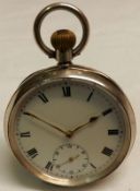 An early 20th Century Swiss Silver cased open faced keyless Pocket Watch, Omega, the gilt and