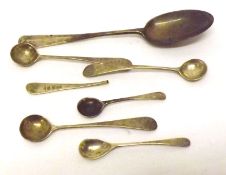 A Hanoverian Rattail pattern Tablespoon; plus a selection of George III and later Condiment