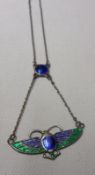 A Charles Horner Art Nouveau period Silver and Enamel Stylised Butterfly Pendant, 28mm x 11mm
