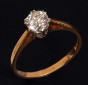 A hallmarked 18ct Gold Solitaire Diamond Ring, Brilliant Cut, approximately ¾ ct