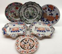A Mixed Lot of four various 19th Century Ironstone Plates, decorated in colours with floral