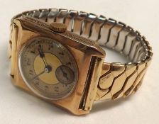 A first quarter of the 20th Century 9ct Gold Wrist Watch, A1, the Swiss 15-jewel movement with bi-